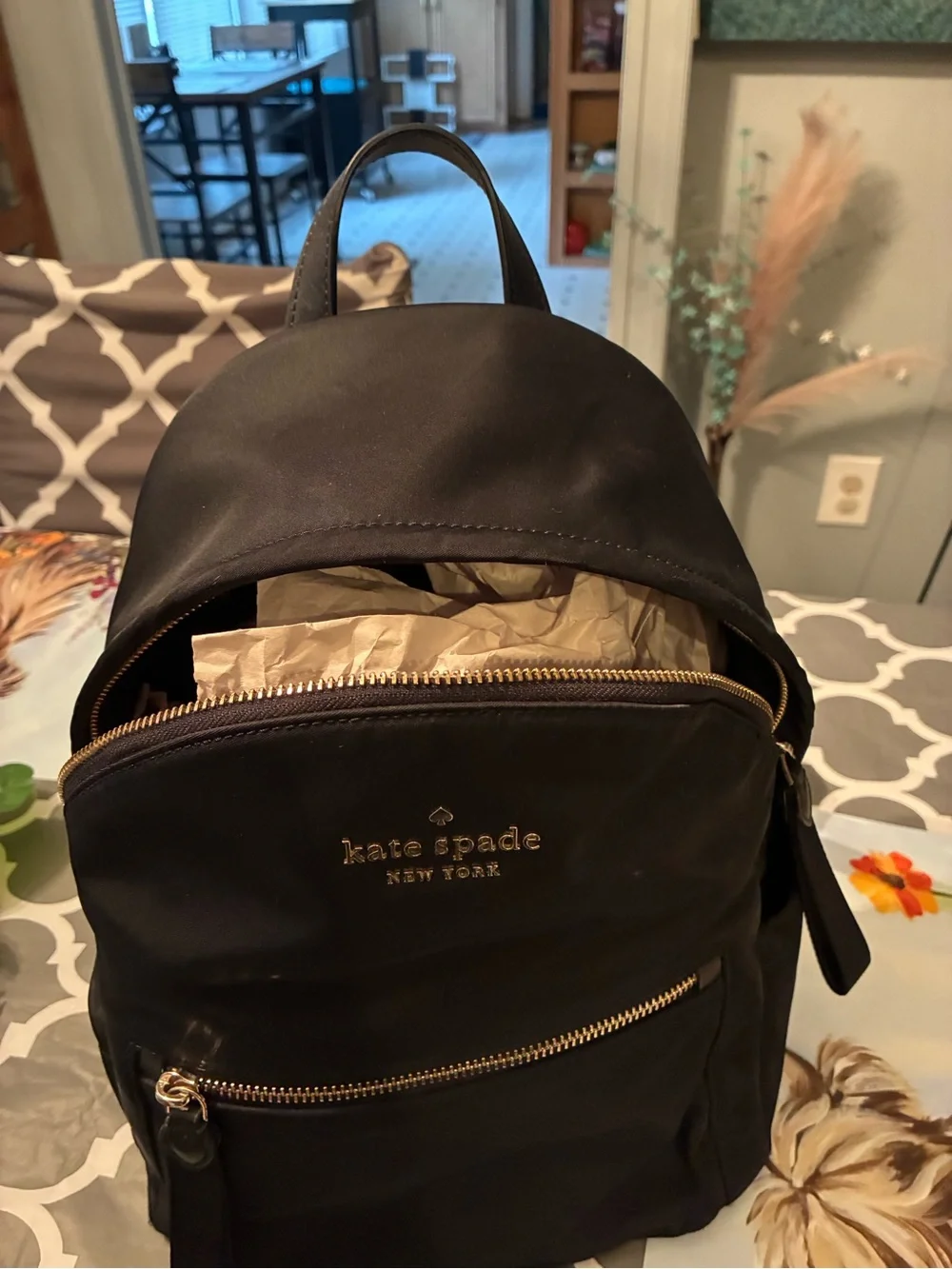 kate spade Black Nylon Mini Backpack with Gold Hardware